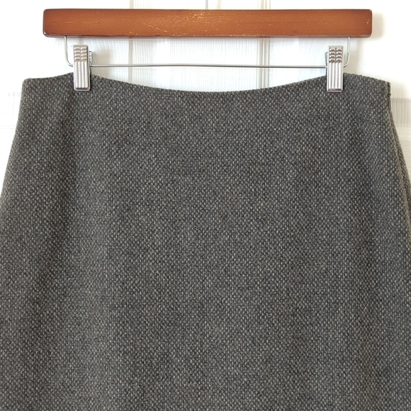 Lauren Ralph Lauren Wool Blend Knit Mid Waist Straight Knee Length Skirt Gray 8 - Picture 2 of 12